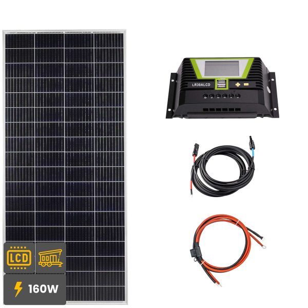 160W Solar Inselanlage Bausatz Solar Laderegler 30A LR30ALCD 2xUSB 12/24V