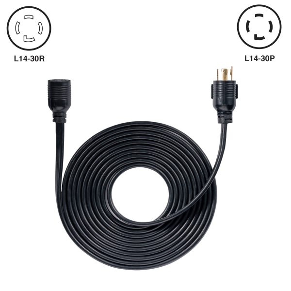 25′ Generator Cord: 30A 120V L14-30P to L14-30R