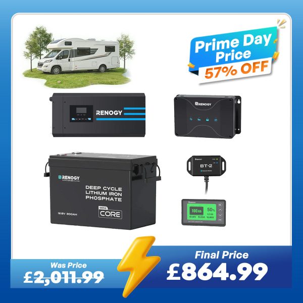 3.84kWh Hybrid Power Kit | 2000W Inverter Charger, 300Ah LiFePO4 Battery