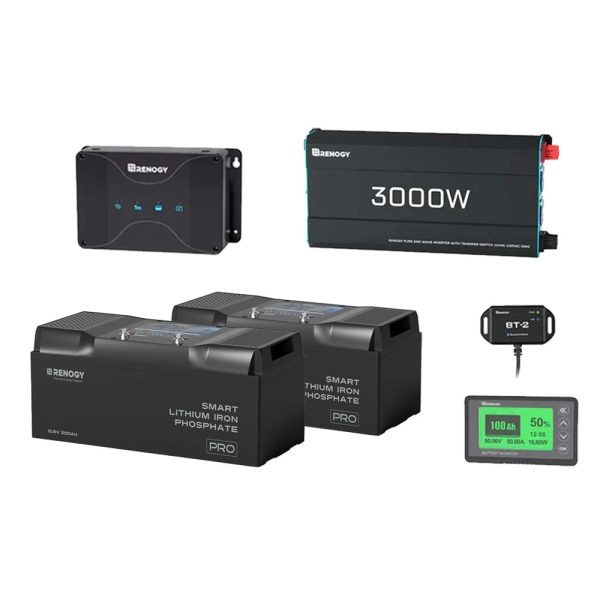 5.12Kwh Caravan Power System | 200Ah LiFePO4 Batteries w/Bluetooth, 3000W inverter
