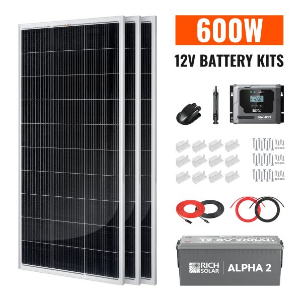 600W Solar Kit with Battery | Solar + Energy Storage Kit for RVs, Vans & Off-Grid Applications | Expandable Solar Power