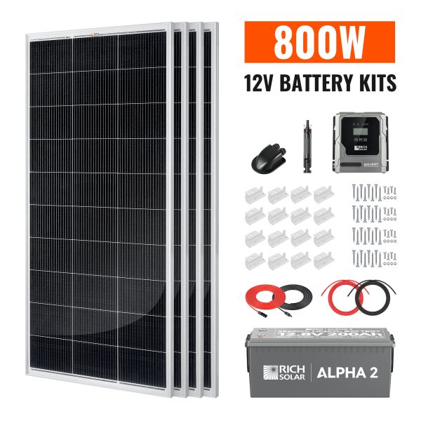 800W Solar Kit with Battery | Solar + Energy Storage Kit for RVs, Vans & Off-Grid Applications | Expandable Solar Power