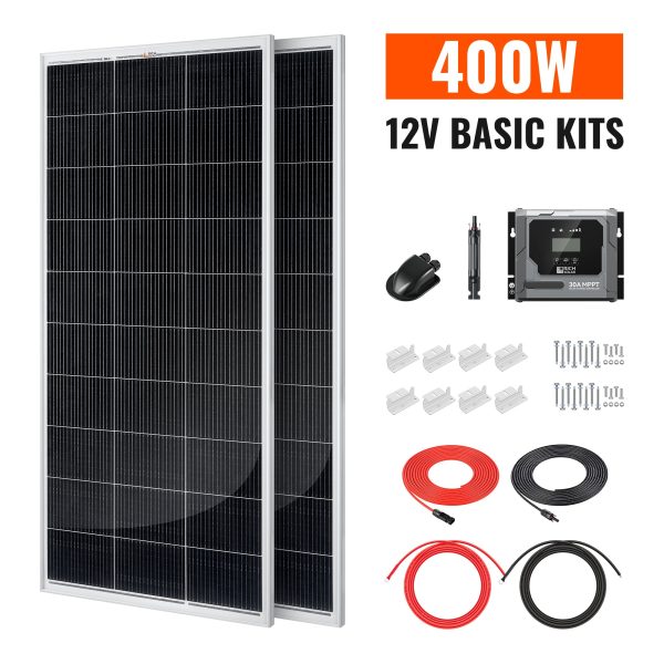 Basic 400 Watt Solar Kit | Solar Panel & Charge Controller Kit for RVs, Vans & Off-Grid Applications | Expandable Solar Charging
