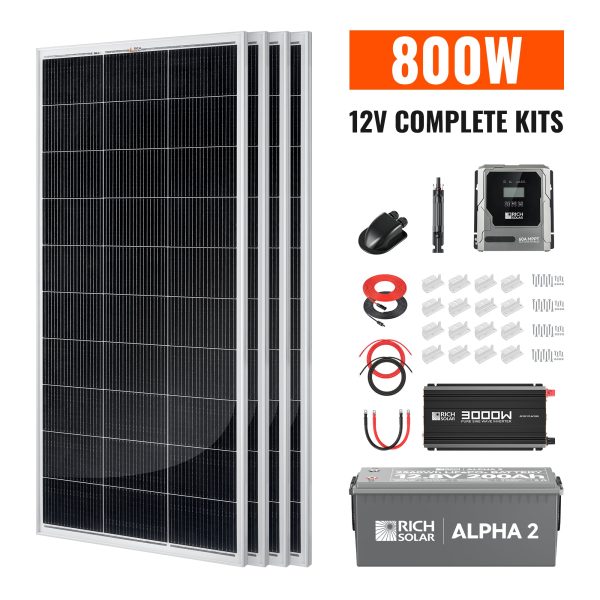 Complete 800W Solar Kit with Battery & Inverter | Off-Grid Solar Power System for RVs, Vans, Cabins & Backup Power | Complete Energy Solution