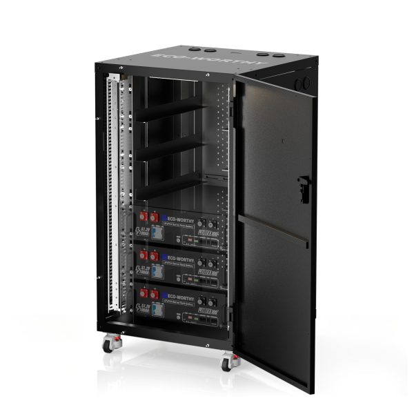 ECO-WORTHY RACK6 V3 Server Rack Battery Cabinet, Enclosed Energy Storage Rack with 600A Busbar, Lockable Door, Ventilated Design, Compatible with Most Rack Batteries & ESM-100