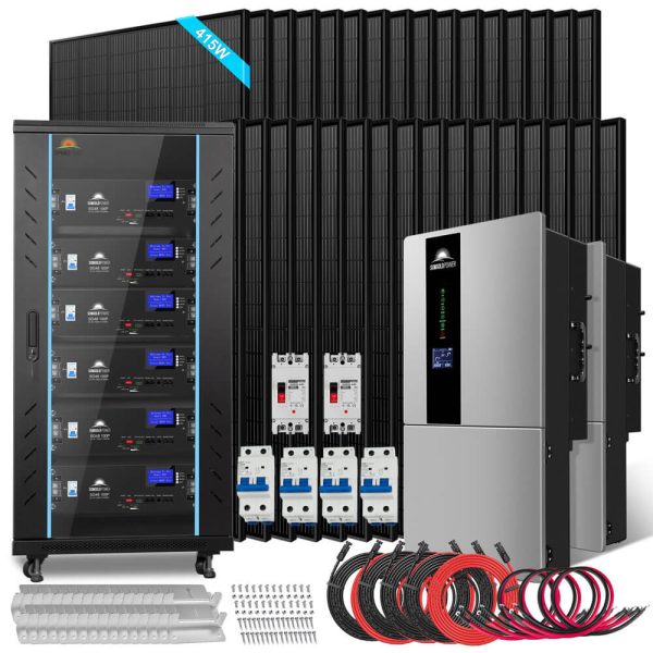 Hybrid Solar Kit 15.2KW 48V Split Phase 30.72 KWH Lithium Battery 32 X 415 Watt Solar Panel SGH-7.6DN6E