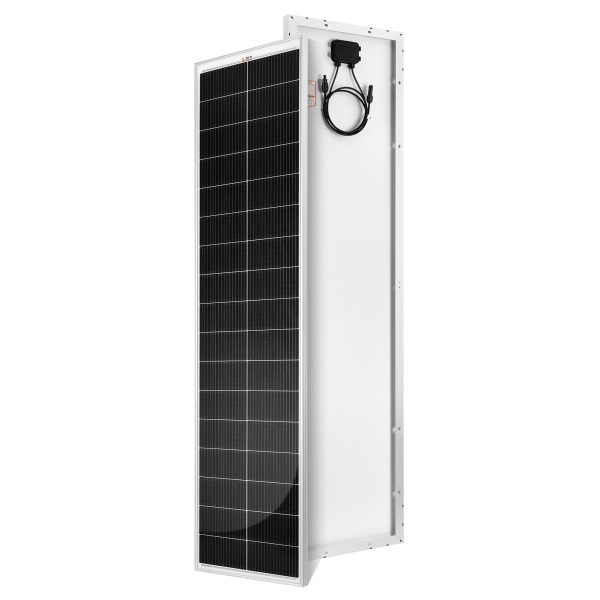 MEGA 130 SLIM | 130 Watt Slim Solar Panel | Compact 12V Narrow Panel for Vans, Campers, Boats  | 25-Year Output Warranty