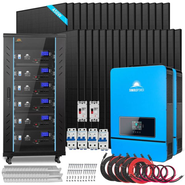 OFF GRID SOLAR KIT 20KW 48VDC 120V/240V LIFEPO4 30.72KWH-32.14KWH LITHIUM BATTERY 32 X 450 WATTS SOLAR PANELS SGR-20K30E
